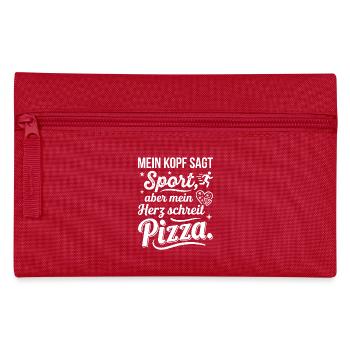 Sport oder Pizza lustiger Spruch - Federtasche - Rot - Vorne