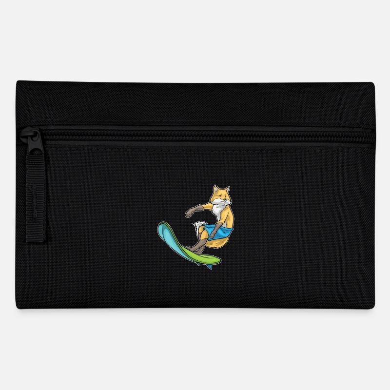 Fox Surfer Surfboard - Pencil Case - black