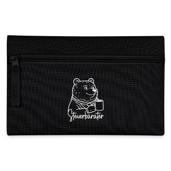 Steuerberater Bär mit Kaffeetasse Steuerbärater - Federtasche - Schwarz - Vorne