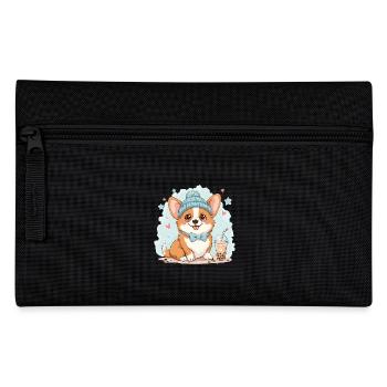 Bubble Tea Corgi Hund Beanie Hundebesitzer Lustig - Federtasche - Schwarz - Vorne