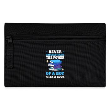 Never underestimate the power of a boy with a book - Pencil Case - black - Front