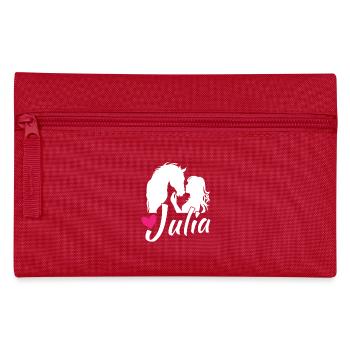 JULIA Schöner Mädchenname mit einem schönen Pferd - Federtasche - Rot - Vorne