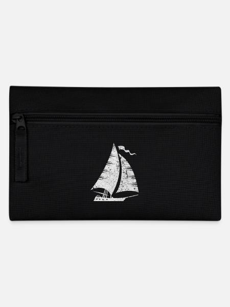 Segelboot Silhouette Minimalistisch Grunge - Federtasche - Schwarz