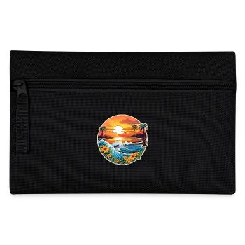 Grandiose Waves Palm Trees Sea Surfboard Design - Pencil Case - black - Front