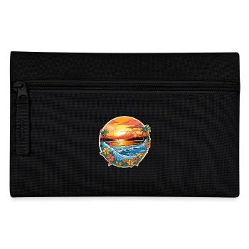Surfing Hawaii Palm Trees Ocean Surfboard Design - Pencil Case - black - Front