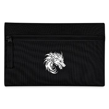 Tattoo Style brüllender chinesischer Drache Kopf - Federtasche - Schwarz - Vorne