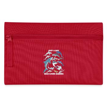 Just a boy who loves sharks - Pencil Case - red - Front