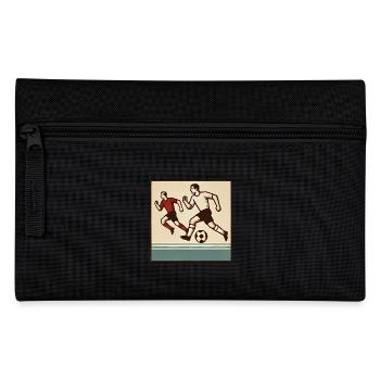 Vintage Soccer Players Running Art - Pencil Case - black - Front