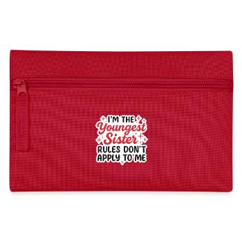 T-shirt « Les règles de la plus jeune sœur ne s'appliquent pas » - Trousse - rouge - Devant