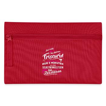 Friseurin Frisörin Haare - Federtasche - Rot - Vorne