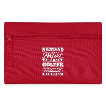 Lustiges Golf Golfer Shirt Niemand Perfekt - Federtasche - Rot - Vorne