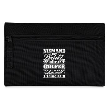 Lustiges Golf Golfer Shirt Niemand Perfekt - Federtasche - Schwarz - Vorne