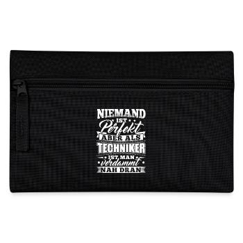Lustiges Technik Techniker Shirt Niemand Perfekt - Federtasche - Schwarz - Vorne