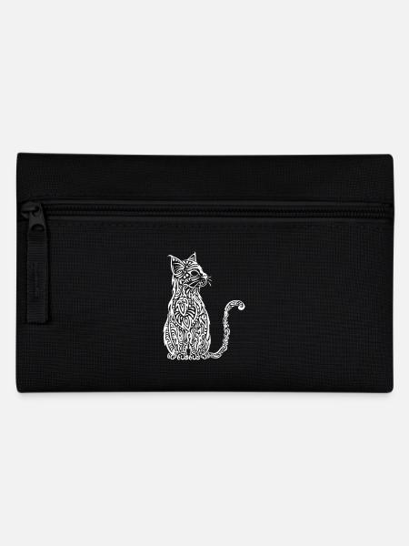 Katze Tribal weiss - Federtasche - Schwarz