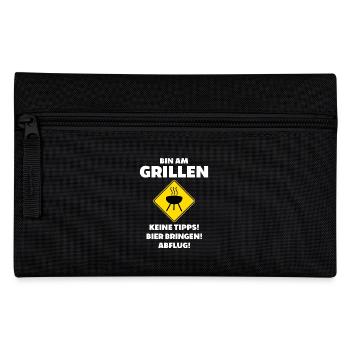 Grillen Bier Barbeque BBQ Fleisch Geschenk Männer - Federtasche - Schwarz - Vorne