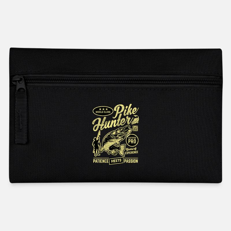 Angler Motif World Class Pike Hunter, Sepia - Pencil Case - black