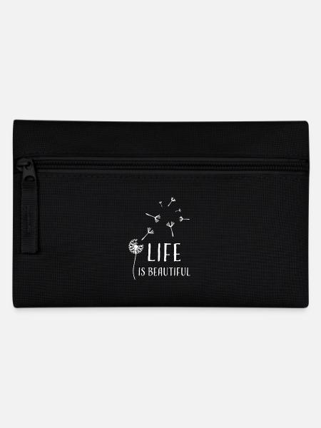 Pusteblume life is beautiful weiss - Federtasche - Schwarz