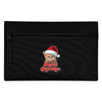 Weihnachten Geschenk Nette lustige Katze Santa Hat Frohe Weihnachten - Federtasche - Schwarz - Vorne