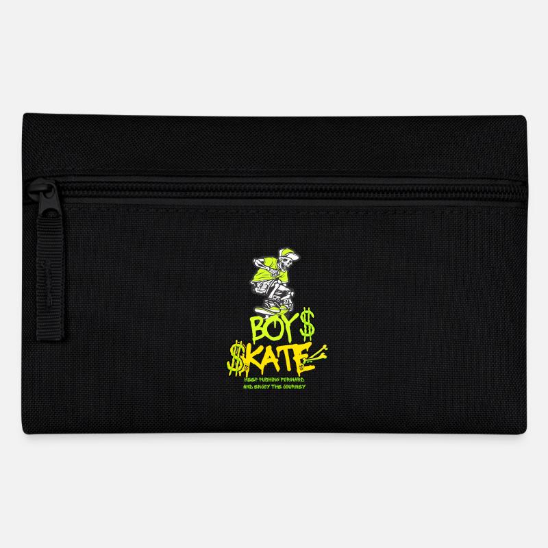 Boy Skateboarding Skull Graphic Design - Pencil Case - black