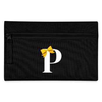 Buchstabe p gelbe Schleife - Federtasche - Schwarz - Vorne