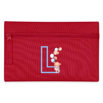 Blue Letter L Bear - Pencil Case - red - Front