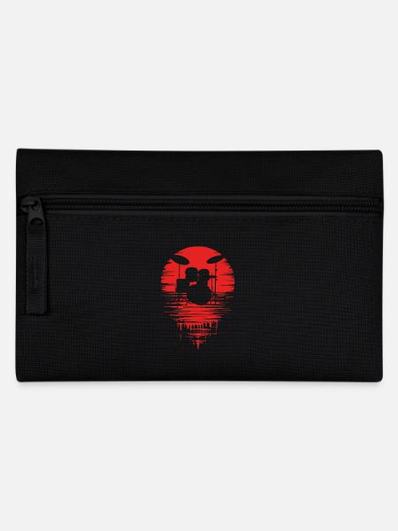 Drumset Silhouette Schlagzeug mit Spiegelung - Federtasche - Schwarz