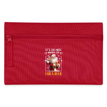 Weihnachten Bier Saufen Alkohol Weihnachtsmann - Federtasche - Rot - Vorne