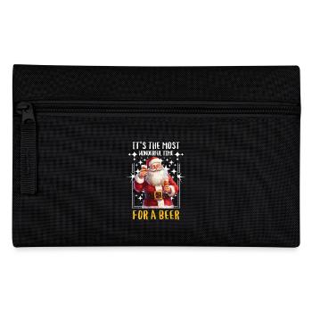 Weihnachten Bier Saufen Alkohol Weihnachtsmann - Federtasche - Schwarz - Vorne