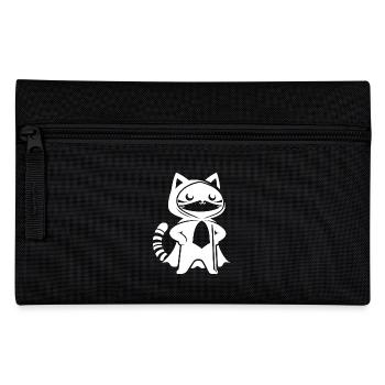 Superhero Cat Silhouette Cloak Minimalist - Pencil Case - black - Front