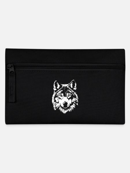 Wolf Gesicht - Federtasche - Schwarz