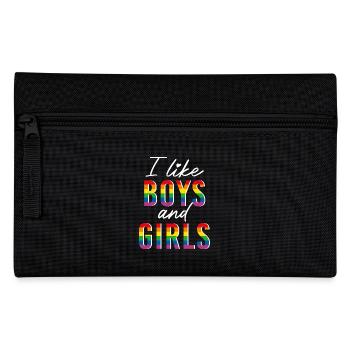 LGBTQIA+ I like boys and girls Regenbogen bi - Pencil Case - black - Front