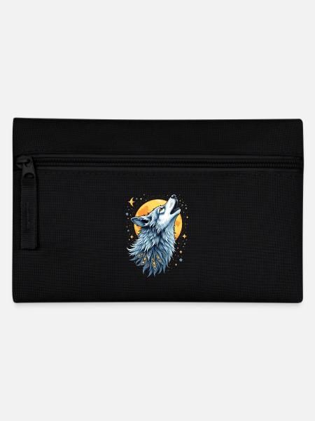 Herzlinie Wolf - Mond-Kunst - Federtasche - Schwarz
