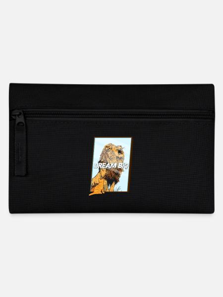 Dream Big Cat Lion - Pencil Case - black