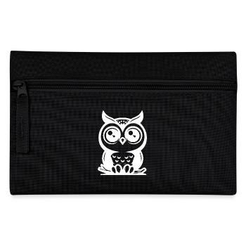Cartoon-Eule mit großen Augen - Federtasche - Schwarz - Vorne