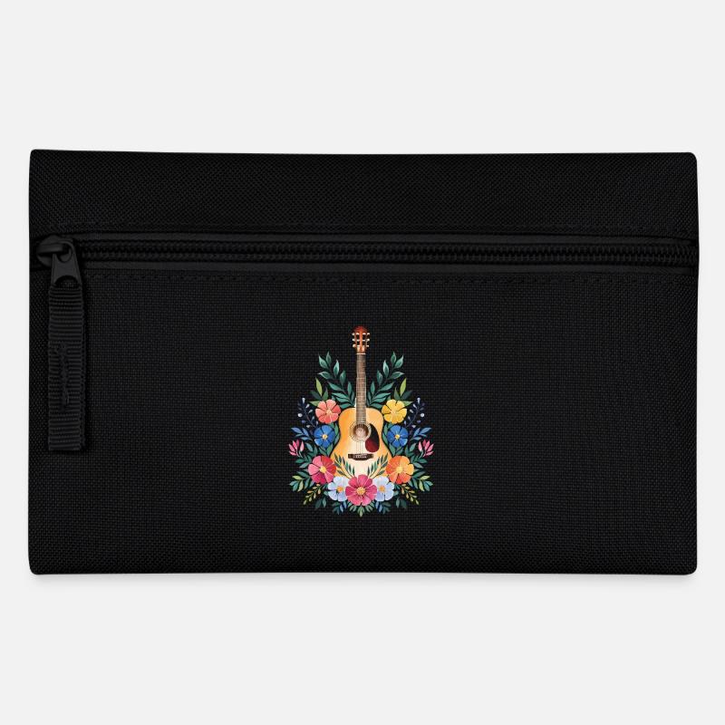 Floral Guitar Harmony - Pencil Case - black