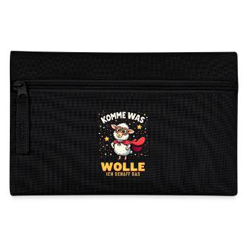 Komme was wolle - Karneval Schaf - Federtasche - Schwarz - Vorne