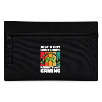 Gamer & Parrots: Video Games & Colorful Adventure - Pencil Case - black - Front