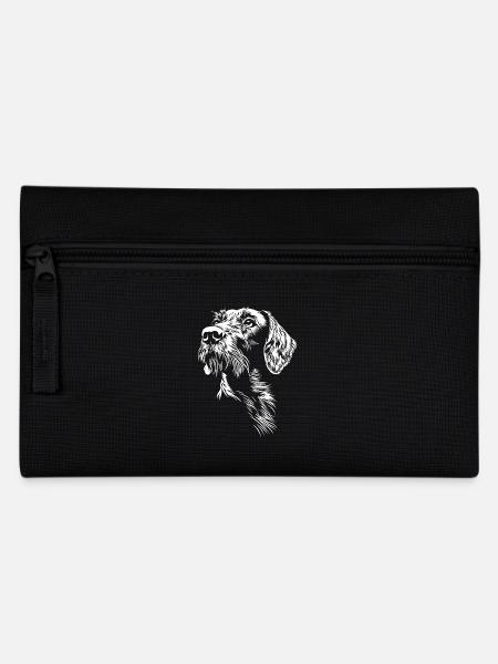 Deutsch Drahthaar Portrait Hunde Jagdhund - Federtasche - Schwarz