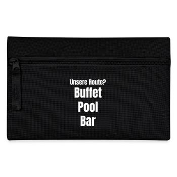 Unsere Reiseroute ist Buffet, Pool und Bar. - Federtasche - Schwarz - Vorne