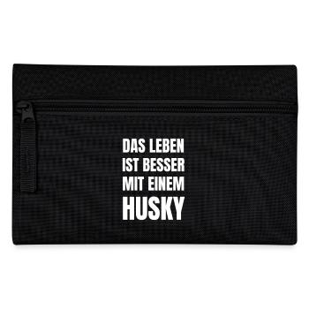Das Leben ist besser mit einem Husky - Federtasche - Schwarz - Vorne