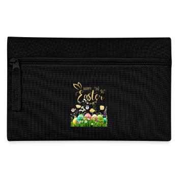 Goldenes Osterfest - Blumen und Eier - Federtasche - Schwarz - Vorne