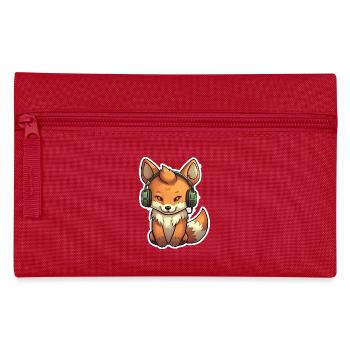 A cute fox playing video games - Pencil Case - red - Front