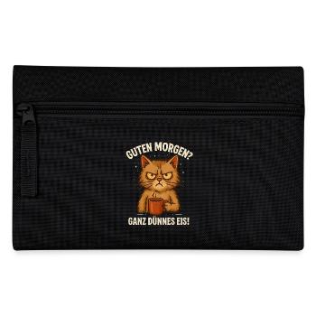 Good Morning Very Thin Saying Cat Coffee - Pencil Case - black - Front