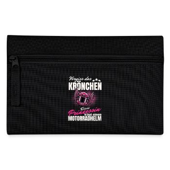Motorradhelm statt Krönchen - Prinzessin Shirt - Federtasche - Schwarz - Vorne