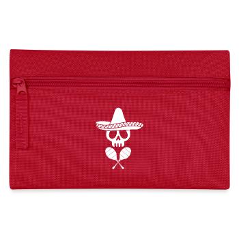 Crâne mexicain blanc - Trousse - rouge - Devant