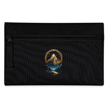 Goldene Berglandschaft mit himmlischem Rahmen - Federtasche - Schwarz - Vorne