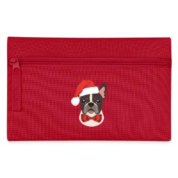 Bouledogue français avec chapeau de Père Noël minimaliste - Trousse - rouge - Devant