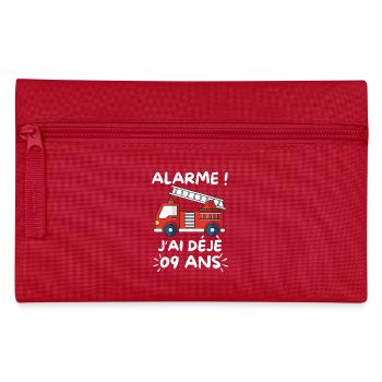 Alarm, ich bin schon 9 Jahre alt, Feuerwehrmanns Geburtstag - Federtasche - Rot - Vorne