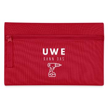 Uwe Name Handwerker Werkzeug Akkuschrauber - Federtasche - Rot - Vorne