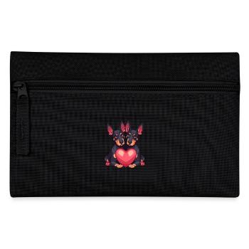 Doberman Chien Couple Amour La Saint-Valentin - Trousse - noir - Devant